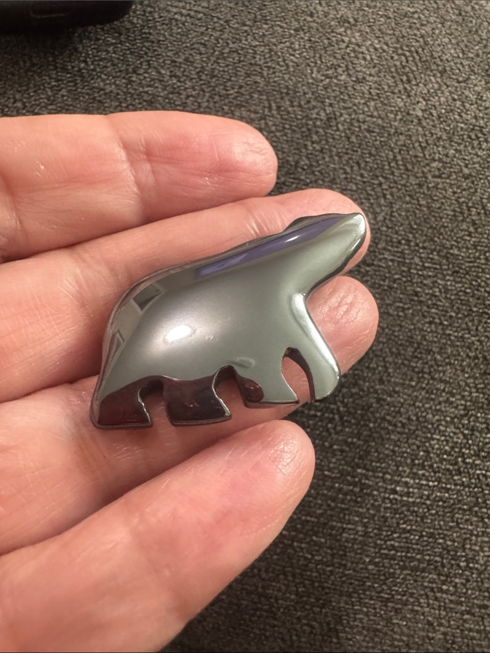 Hematite Abdtract Bear Brooch